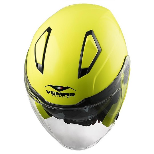 Motorcycle Helmet Jet Vemar FENG Double Visor Yellow Fluo