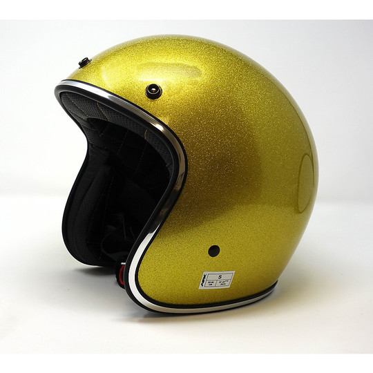 Motorcycle Helmet Jet Vintage Custom Afx Fx-76 Gold Metal Flake