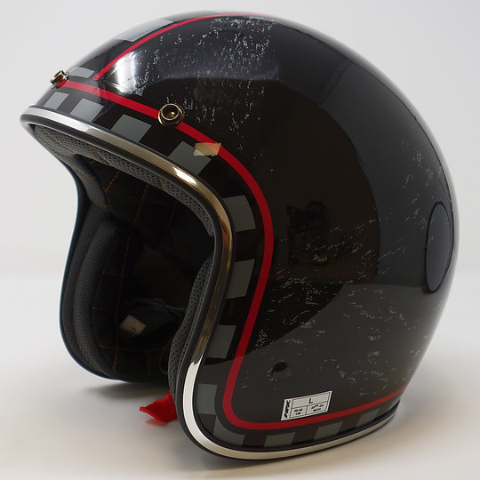 Motorcycle Helmet Jet Vintage Custom Afx Fx-76 Graphic MCQ Gloss Black