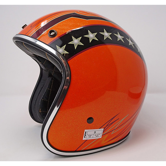 Motorcycle Helmet Jet Vintage Custom Afx Fx-76 Graphic Orange Metal Flake