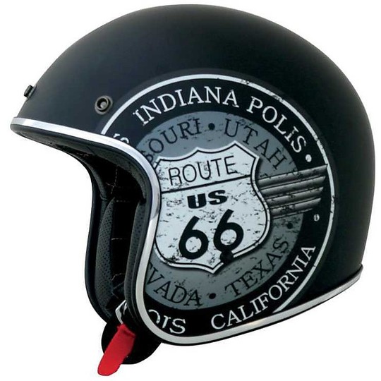 Motorcycle Helmet Jet Vintage Custom Afx Fx-76 Route 66 Matt Black