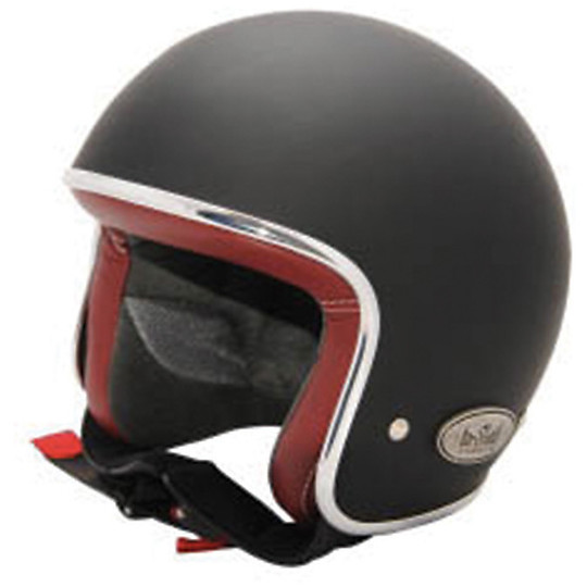 Motorcycle Helmet Jet Vintage Fiber Baruffaldi Zar 2.0 Matt Black Red Interior
