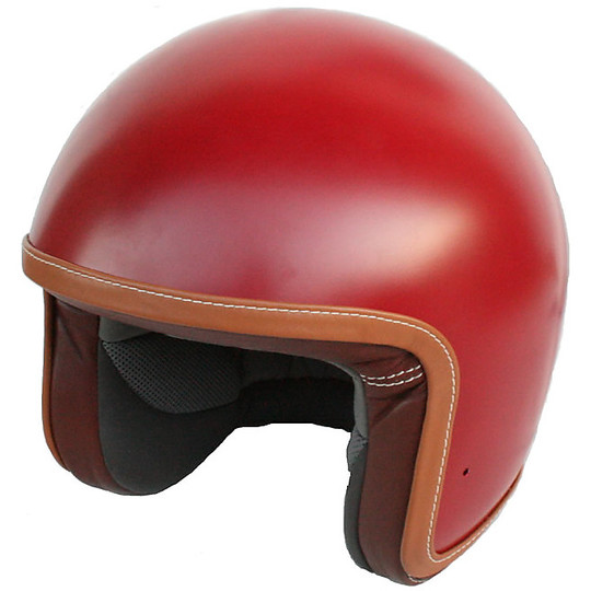 Motorcycle Helmet Jet Vintage Fiber Baruffaldi Zar Red Shinny