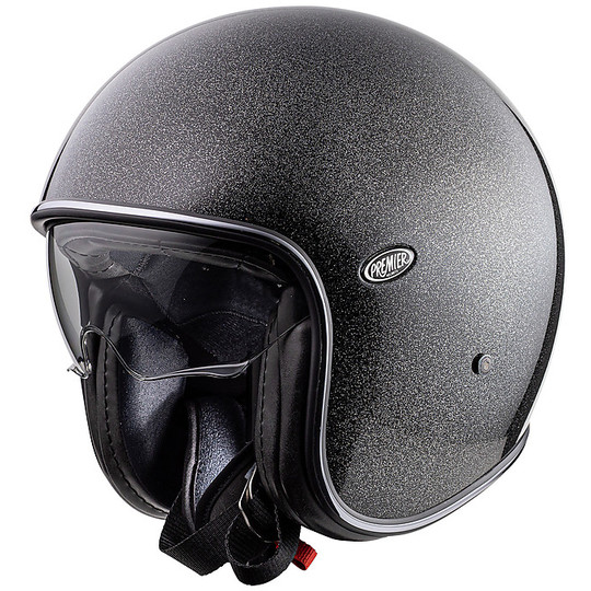 Motorcycle Helmet Jet Vintage In Premier Fiber VINTAGE EVO U9 GLITTER SILVER