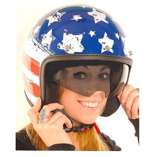 Motorcycle Helmet Jet Vintage Old One Flag USA visor Interior