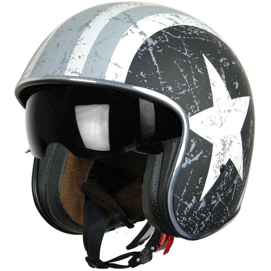 Motorcycle Helmet Jet Vintage Origin Sprint Rebel Star Grey visor Interior