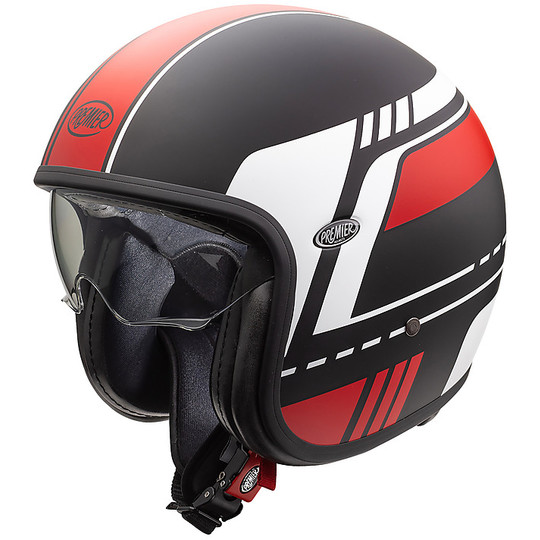Motorcycle Helmet Jet Vintage VINTAGE EVO BL92 BM Premier Fiber Black Matt Red