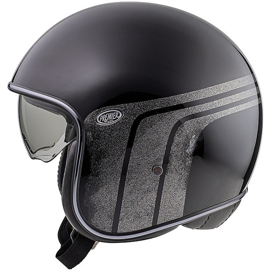 Motorcycle Helmet Jet Vintage VINTAGE EVO BTR9 Premier Gloss Black Fiber