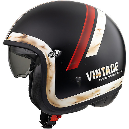 Motorcycle Helmet Jet Vintage VINTAGE EVO Premier Fiber Fiber DO92 Old Style BM Matt Black