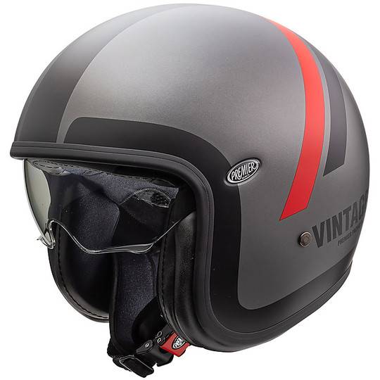 Motorcycle Helmet Jet Vintage VINTAGE EVO Premier Fiber Optic DO17 BM Matt Gray