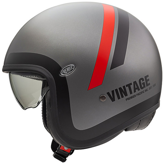 Motorcycle Helmet Jet Vintage VINTAGE EVO Premier Fiber Optic DO17 BM Matt Gray