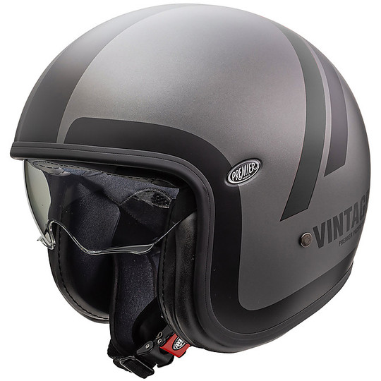 Motorcycle Helmet Jet Vintage VINTAGE EVO Premier Gray Fiber DO Gray BM Matt Gray
