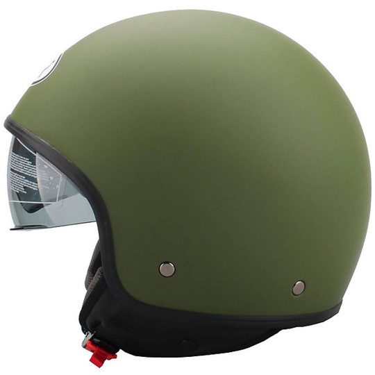 Motorcycle Helmet Jet Vintage With Visor Inner Bhr 708 Green Matte