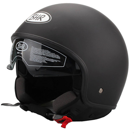Motorcycle Helmet Jet Vintage With Visor Inner Bhr 708 Matt Black