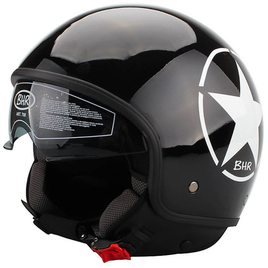 Motorcycle Helmet Jet Vintage With Visor Inner Bhr 708 Star
