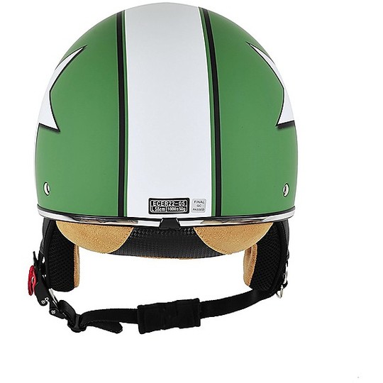 Motorcycle Helmet Jet Vintage With Visor Inner Bhr 802 Green Star