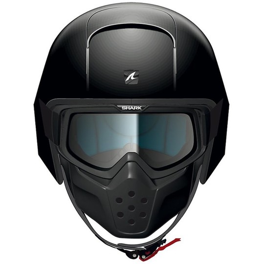 Motorcycle helmet Jet With Goggles Shark RAW Blanck Gloss Black
