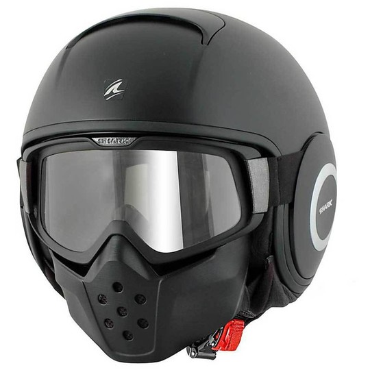 Motorcycle helmet Jet With Goggles Shark RAW Matt Black