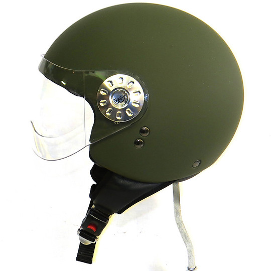 Motorcycle Helmet Jet With Visor Berik SY3 Army Green Matte