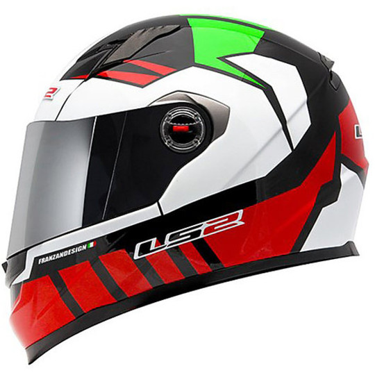 Motorcycle Helmet LS2 FF322 Full Voltage VerdeDoppia Visor White Red Fiber