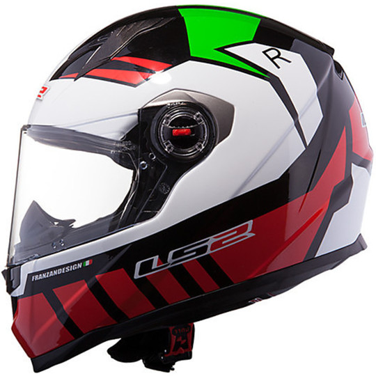 Motorcycle Helmet LS2 FF322 Full Voltage VerdeDoppia Visor White Red Fiber