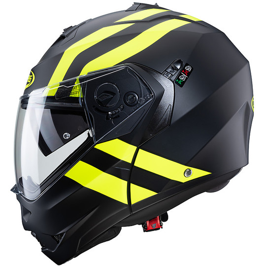 Motorcycle Helmet Mdulare P / J Approval Caberg DUKE II SUPERLEGEND Black Matt Yellow Fluo