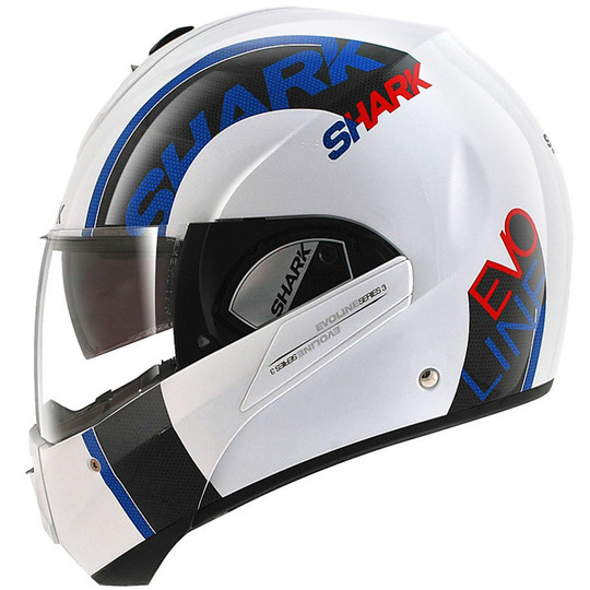 Motorcycle helmet Modular be opened Shark EVOLINE 3 CROP White Blue Red