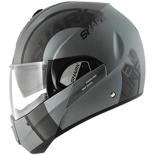 Motorcycle helmet Modular be opened Shark EVOLINE 3 DROP Silver Anthracite Matt