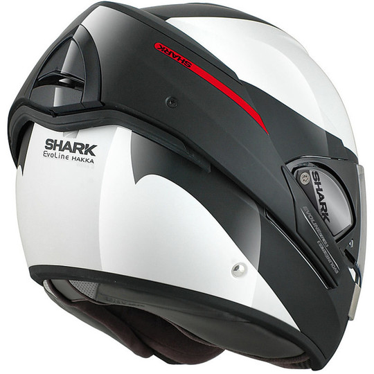 Motorcycle helmet Modular be opened Shark EVOLINE 3 HAKKA White Black