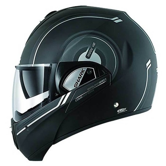 Motorcycle helmet Modular be opened Shark EVOLINE 3 MOOV UP Matt Black Silver