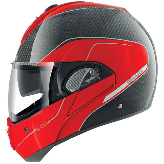 Motorcycle helmet Modular be opened Shark EVOLINE PRO CARBON Black Red