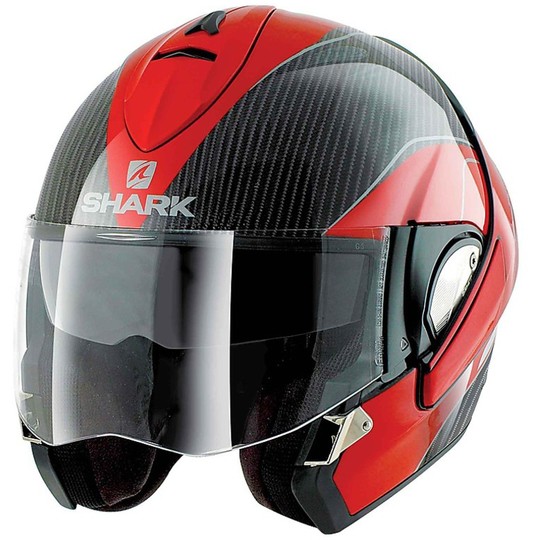 Motorcycle helmet Modular be opened Shark EVOLINE PRO CARBON Black Red