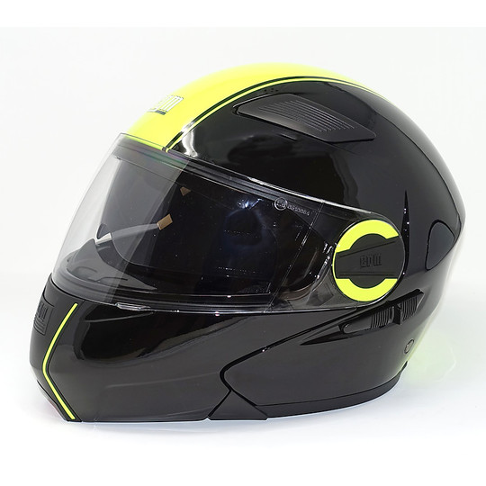 Motorcycle Helmet Modular CGM 505 New Multicolor Singapore Medan Black Fluorescent Yellow