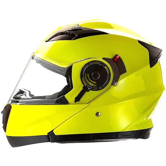 Motorcycle Helmet Modular Openable Motocubo 925 Double Visor Yellow Hi-Vision