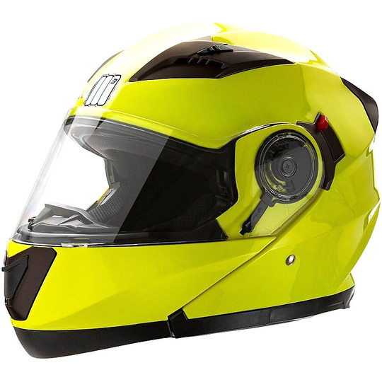 Motorcycle Helmet Modular Openable Motocubo 925 Double Visor Yellow Hi-Vision