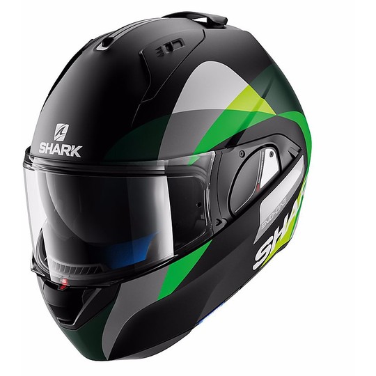 Motorcycle Helmet Modular Shark be opened Evo-One PRIYA Mat Black Green