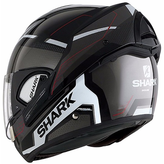 Motorcycle Helmet Modular Shark Dropdown Evoline 3 HATAUM Black White Red