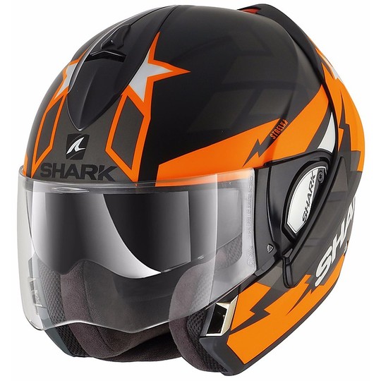 Motorcycle Helmet Modular Shark Dropdown Evoline 3 Strelka Mat Black Orange