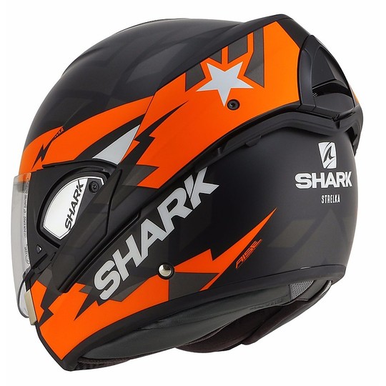 Motorcycle Helmet Modular Shark Dropdown Evoline 3 Strelka Mat Black Orange