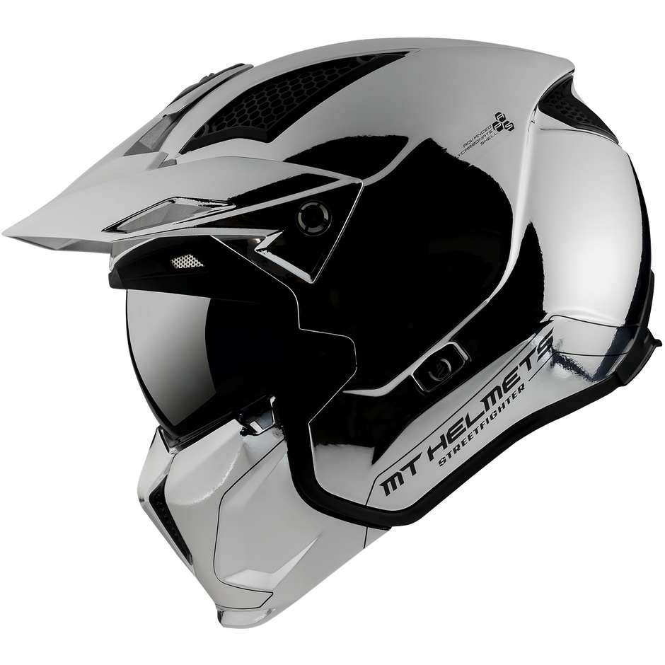 Motorcycle Helmet Mt Helmet STREETFIGHTER Sv CHROMED A2 Silver