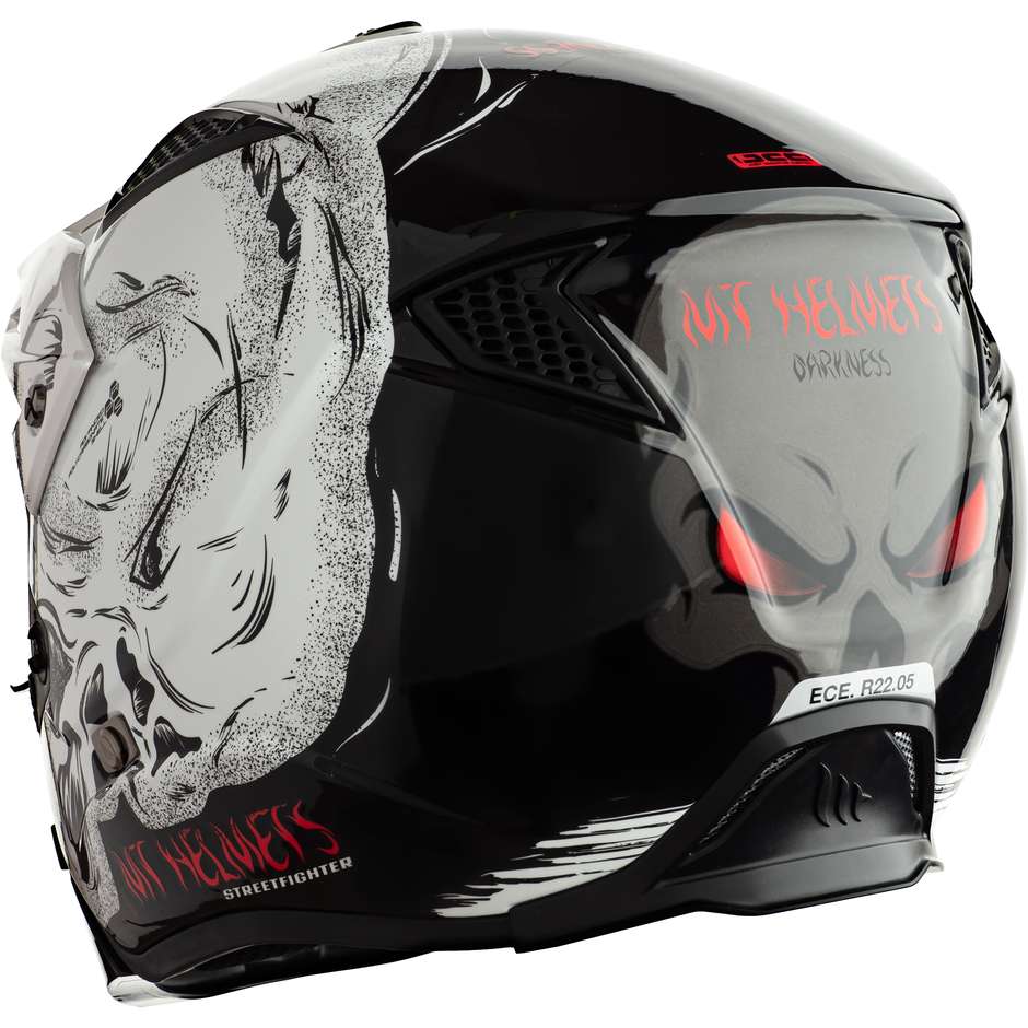 Motorcycle Helmet Mt Helmet STREETFIGHTER Sv DARKNESS A1 Black Glossy White