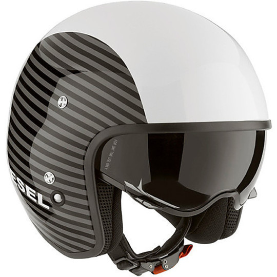 Motorcycle Helmet Multi Jet Diesel Hi-Jack White Stripes