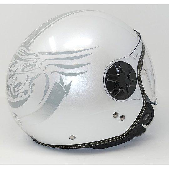 Motorcycle Helmet One Jet Fly Cafe Racer White