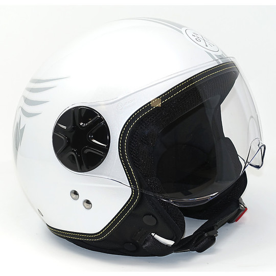 Motorcycle Helmet One Jet Fly Cafe Racer White