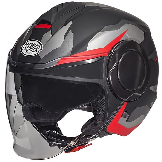 Motorcycle Helmet Premier Jet COOL CAMO RED BM Black Red Matt