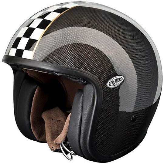 Motorcycle Helmet Premier Jet Vintage LUX TITANIUM With Integrated visor