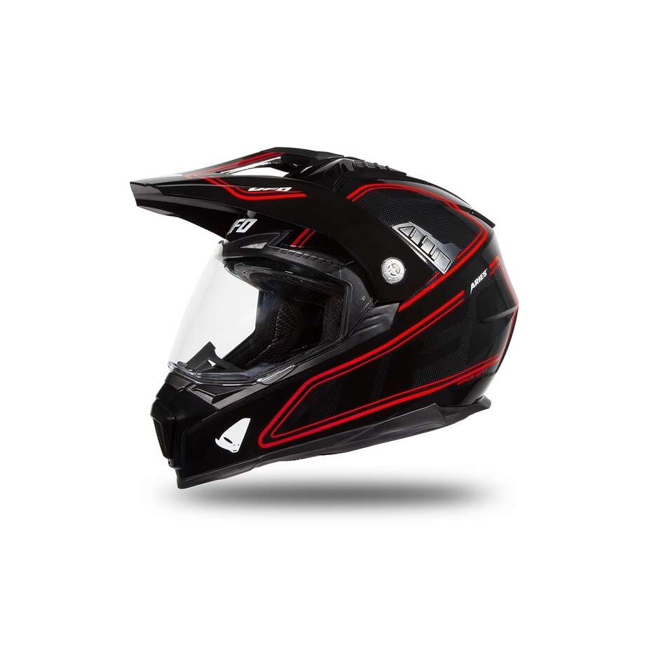 Motorcycle Helmet Tourer / Crossover Ufo ARIES Black Red Glossy