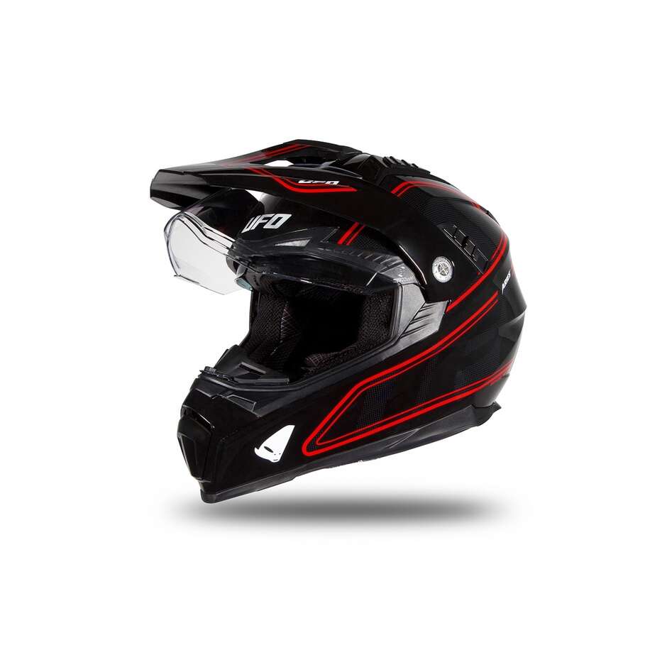 Motorcycle Helmet Tourer / Crossover Ufo ARIES Black Red Glossy