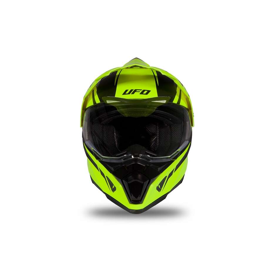 Motorcycle Helmet Tourer / Crossover Ufo ARIES Black Yellow Fluo Matt
