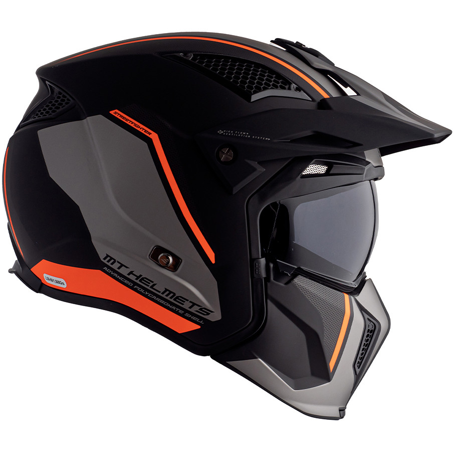 Motorcycle Helmet Trial Mt Helmet STREETFIGHTER Exrta Sv TWIN C4 Orange Fluo Opaque